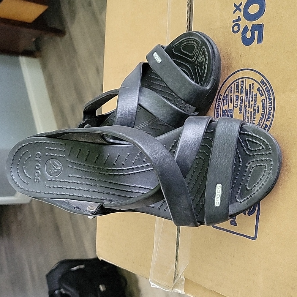 Black Heeled Crocs